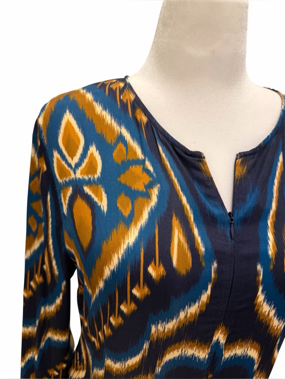 FARM Rio Pineapple Ikat Blue Maxi Dress NWT Long Sleeve Viscose - Picture 2 of 9